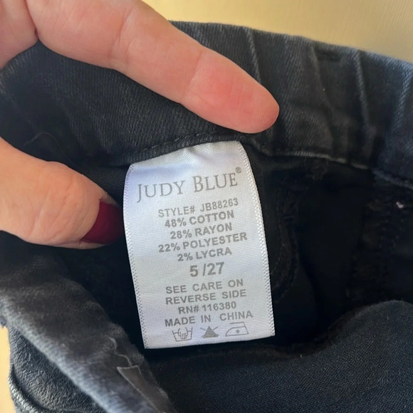 Judy Blue 5/27 Skinny Fit Essential Black Wash Jeggings - Picture 7 of 7